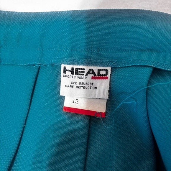 Vintage Head Sportswear Teal Blue Pleated Tennis Skirt Retro Athletic Mini Sz 12 - Picture 6 of 6